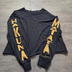 Disney The Lion King Gray and Yellow Crew Neck Cropped Sweater GUC Size L